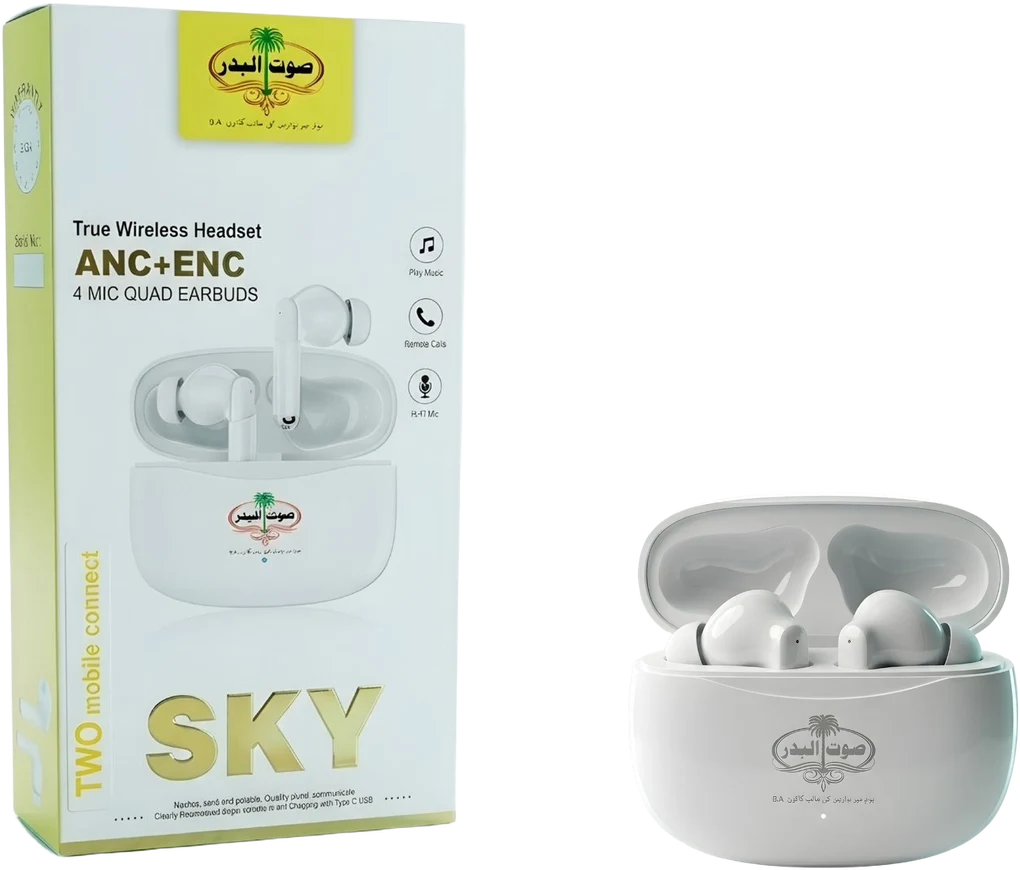 SKY true wireless earbuds and box